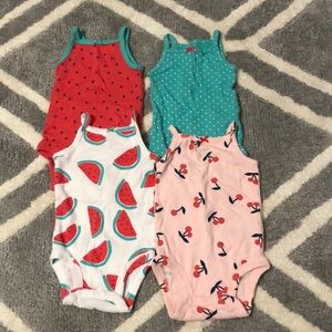 Tank Top Summer Onesies Baby Girl LOT of 4 Carters